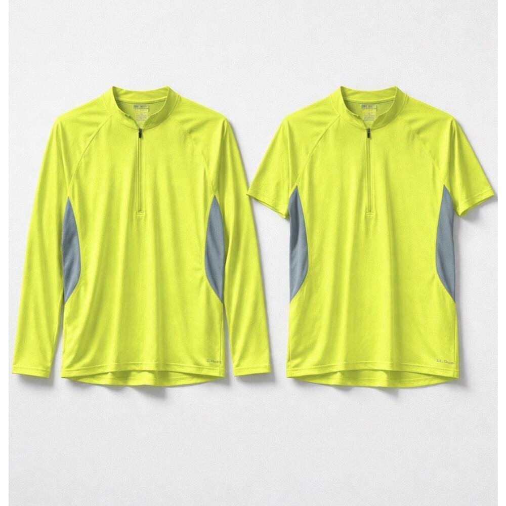 Lot 2 L.L. Bean Half-Zip Cycling Jerseys With Breathable Mesh Panels Side L